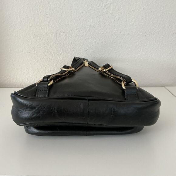 Black Italian Leather Backpack Handbag Purse Gold Zipper Straps I MEDICI FIRENZE main image 8